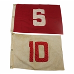 Red with White Number 5 & White with Red Number 10 Vintage Golf Flags