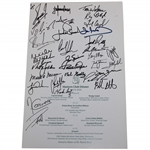 Fuzzy Zoellers 2019 Masters Champions Dinner Menu Signed by 32 JSA ALOA