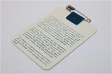 Fred Couples Signed 1992 Masters Tournament SERIES Badge #A01686 JSA ALOA