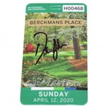 Dustin Johnson Signed 2020 Masters Tournament Berckmans Place Sunday Badge #H00468 JSA ALOA