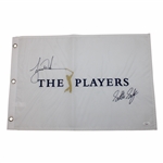 Tiger Woods & Scottie Scheffler Signed The Players Championship Embroidered Flag JSA 
