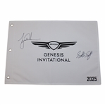 Tiger Woods & Scottie Scheffler Signed 2025 Genesis Invitational Embroidered Flag JSA ALOA