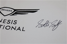 Tiger Woods & Scottie Scheffler Signed 2025 Genesis Invitational Embroidered Flag JSA ALOA