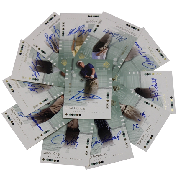 Twelve (12) Signed 2002 Upper Deck Ltd Ed Authentic Rookie Golf Cards