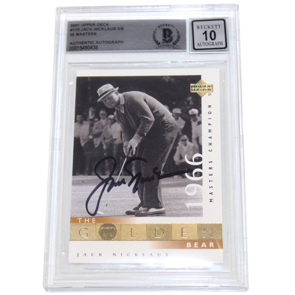 Jack Nicklaus Signed Ud 1966 Masters Champ Golf Card Beckett 10 Mint