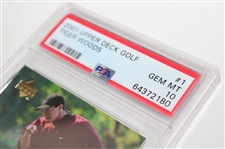 Tiger Woods Upper Deck Golf Card #1 GEM MT 10 - PSA