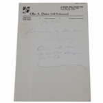 1934 U.S. Open Champion at Merion Olin Dutra Signed 1958 Handwritten Letter JSA ALOA