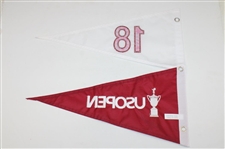 Wyndham Clark Signed 2023 US Open at LACC Double Pennant Flag JSA ALOA