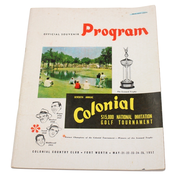 1952 Colonial $15k National Invitation Tournament Official Program - Ben Hogan Winner