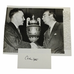 Charlie Yates & Jess Sweetser with Brit. Am Champ Trophy Wire Photo with Signed Card - 1938 JSA ALOA