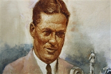 Original Bobby Jones 1930 British Amateur Trophy Oil Painting Signed by Artist Robert Fletcher - Framed