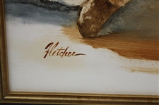 Original Tiger Woods, Bobby Jones, Ben Hogan & Jack Nicklaus Oil Painting Signed by Artist Robert Fletcher - Framed