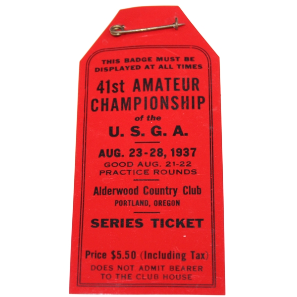 1937 Amateur Championship at Alderwood Series Ticket 