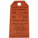 Byron Nelson Signed 1944 Canadian Exhibition Ticket JSA ALOA