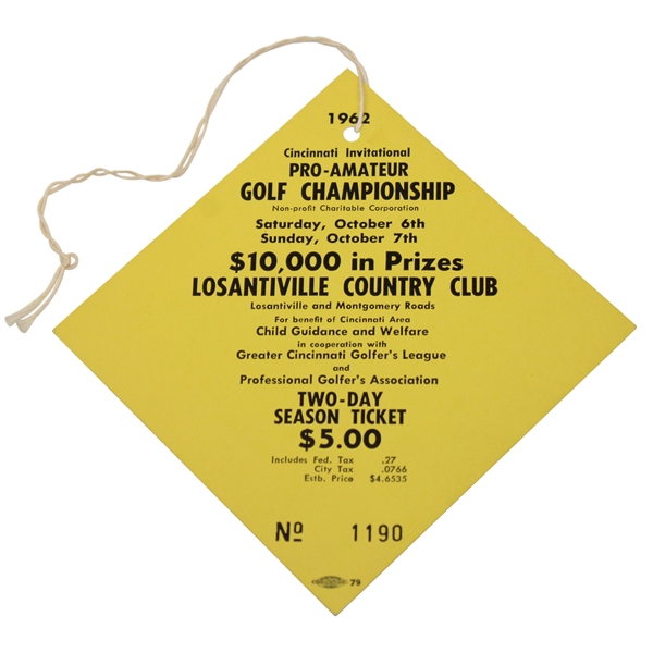 Jack Nicklaus Signed 1962 Cincinnati Invitational Pro Am Ticket JSA ALOA
