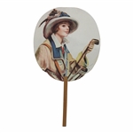 F Earl Christy Artist Signed Young Woman Golfer Advertising Fan. 