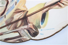 F Earl Christy Artist Signed Young Woman Golfer Advertising Fan. 