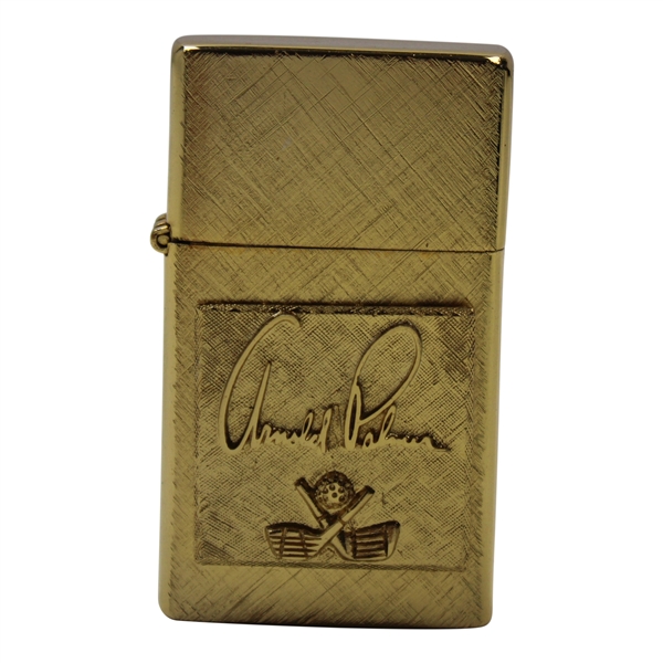 1960s Arnold Palmer 14K Gold Plated Florentine Jeweled Lighter In Original Box