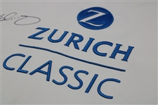 Rory McIlroy & Shane Lowry Signed 2025 Zurich Classic Embroidered Flag JSA ALOA