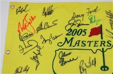 Big Three' Palmer, Nicklaus, Player,  & Twenty-Four (24) Champs Signed 2005 Masters Embroidered Flag JSA ALOA