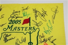 Big Three' Palmer, Nicklaus, Player,  & Twenty-Four (24) Champs Signed 2005 Masters Embroidered Flag JSA ALOA