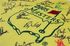 Big Three' Palmer, Nicklaus, Player,  & Twenty-Four (24) Champs Signed 2005 Masters Embroidered Flag JSA ALOA