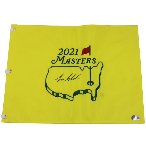 Lee Elder Signed 2021 Masters Tournament Embroidered Flag Beckett #BB49249