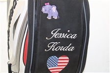 Jessica Korda Personal Used TaylorMade Full Size White w/Gray & Red Tour Bag w/Elephant