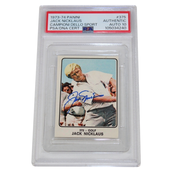 Jack Nicklaus Signed 1973-74 Panini #375 Campioni Dello Sport PSA Auto 10