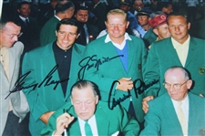 'Big 3' Nicklaus, Palmer, & Player Signed Green Jacket Photo w/Bobby Jones & Cliff Roberts JSA ALOA
