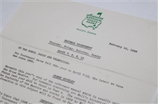 1960 Masters - Clifford Roberts Letter To The Press
