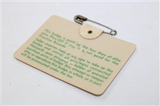 1967 Masters Tournament Series Badge  #14339 - Gay Brewer Winner