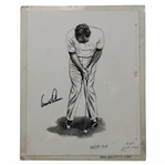 Arnold Palmer Signed 1962 Arnold Palmer Putting Artwork On Board JSA ALOA