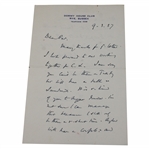 Bernard Darwin Hand Written Letter To Golf Writer Pat Ward Thomas