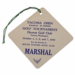 Ben Hogan Byron Nelson & Jimmy Hines Signed 1945 Tacoma Open Marshal Badge JSA ALOA