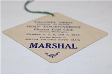 Ben Hogan Byron Nelson & Jimmy Hines Signed 1945 Tacoma Open Marshal Badge JSA ALOA