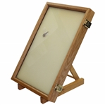 Wood & Glass Display with Wood Folding Stand - Includes Key