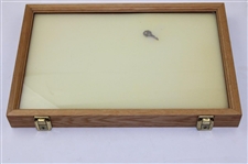 Wood & Glass Display with Wood Folding Stand - Includes Key