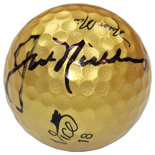 Jack Nicklaus Signed Golden Nicklaus Pro Bear Edition Never Miss Vice 18 Golf Ball JSA ALOA