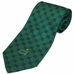 Augusta National Golf Club Green & Navy Checkered w/Gold Outline Masters Logo Necktie