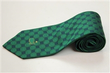 Augusta National Golf Club Green & Navy Checkered w/Gold Outline Masters Logo Necktie