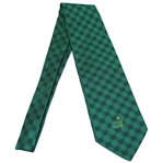 Augusta National Golf Club Green & Navy Checkered w/Gold Outline Masters Logo Necktie