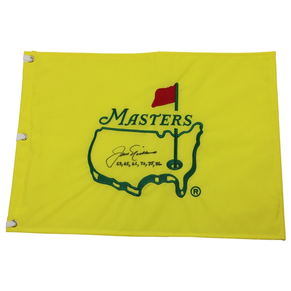 Jack Nicklaus Signed Undated 1998 Masters Tournament Embroidered Flag w/Years Won JSA ALOA