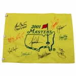 Tiger Woods Signed 2001 Masters Embroidered Champs Flag w/ Jack & Eight (8) others JSA ALOA