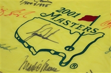 Tiger Woods Signed 2001 Masters Embroidered Champs Flag w/ Jack & Eight (8) others JSA ALOA