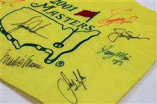 Tiger Woods Signed 2001 Masters Embroidered Champs Flag w/ Jack & Eight (8) others JSA ALOA