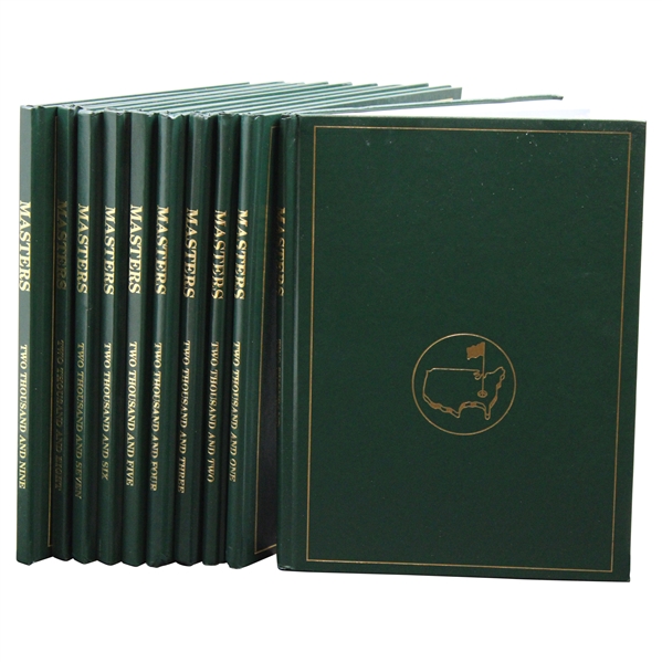 2000-2009 Masters Tournament Green Annual Books Including 2001, 2002 & 2005 - Ten (10)