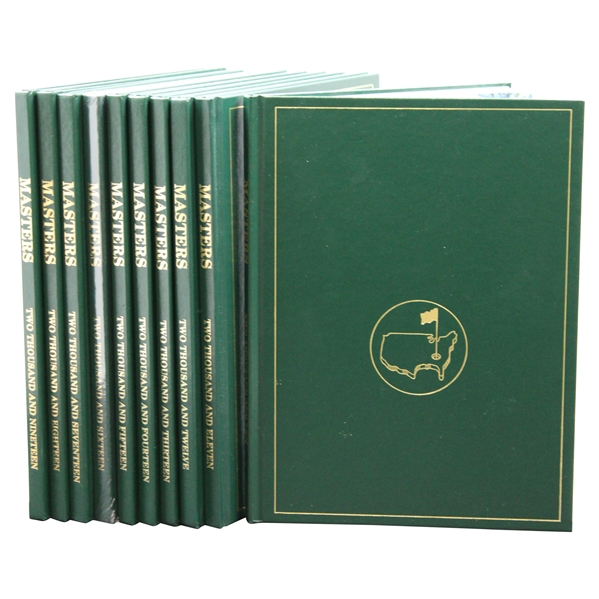 2010-2019 Masters Tournament Green Annual Books Including 2019 - Ten (10)