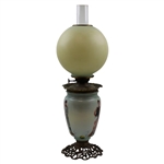 c.1900-1920 Original Gone with the Glass Golf/University Themed Hand Painted Table Lamp