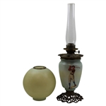 c.1900-1920 Original Gone with the Glass Golf/University Themed Hand Painted Table Lamp
